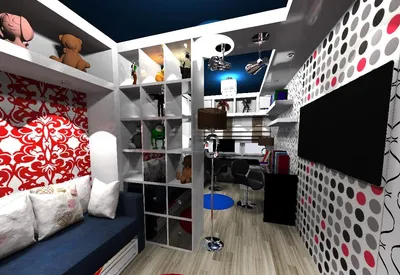 Дизайн интерьера спальни для двух разнополых подростков