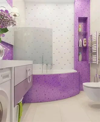 Сиреневая ванная комната - 64 фото