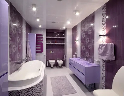 Красивая ванная в сиреневом цвете. | Интерьер, Фиолетовый интерьер, Дизайн  дома