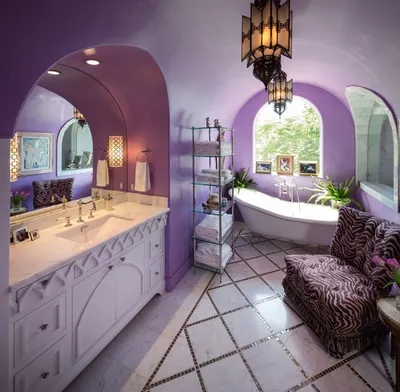 Сиреневая ванная комната: 34 фото дизайна интерьера