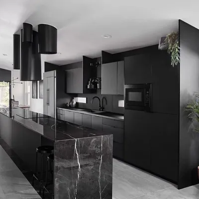 Кухня в черном цвете - 66 фото