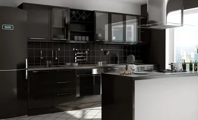Кухонный гарнитур черного цвета - мебельная компания Иванова Мебель.