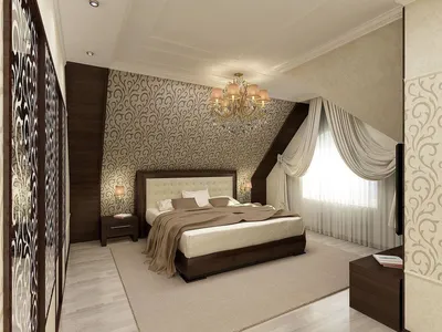 Интерьер мансардной спальни в современном стиле - 76 фото