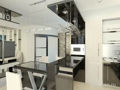 Дизайн однокомнатной квартиры с отдельной кухней - 69 фото