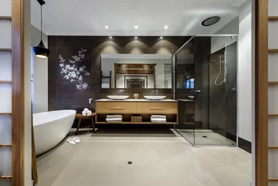 Ванная в японском стиле: ванна, отделка, освещение, декор. Фото ванных  комнат в японском стиле