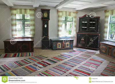 Интерьер старого польского сельского дома Стоковое Фото - изображение  насчитывающей оборудование, ковер: 51662450