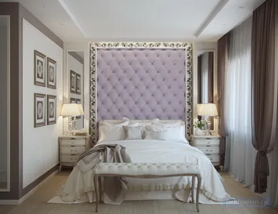 Дизайн проект интерьера спальни 18 кв.м. в сиреневом цвете | Студия Дениса  Серова
