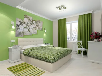 Зеленая спальня - 58 фото