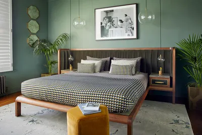 Интерьер спальни в зеленых тонах | Блог L.DesignStudio