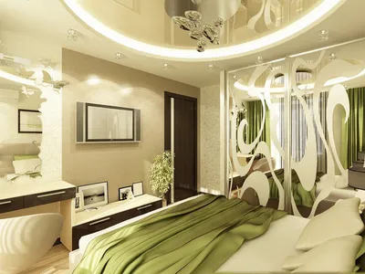 Интерьер спальни в зеленых тонах: 75 фото примеров дизайна