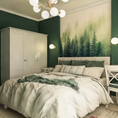 Спальня в мятно - зеленых тонах