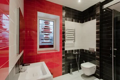 Черно красная ванная комната - 70 фото