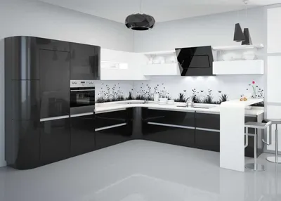 Дизайн Черной Кухни: 220+ (Фото) Сочетаний В Интерьере | Черно-белые кухни,  Белая кухня, Интерьер