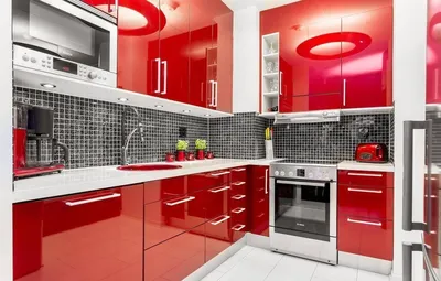 Кухонный гарнитур красный - 38 фото