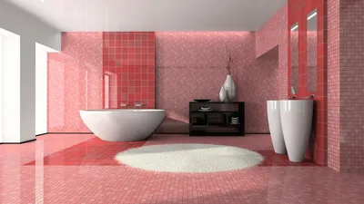 Розовый цвет в интерьере ванной комнаты