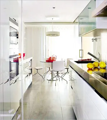 Дизайн интерьера длинной кухни » Картинки и фотографии дизайна квартир,  домов, коттеджей