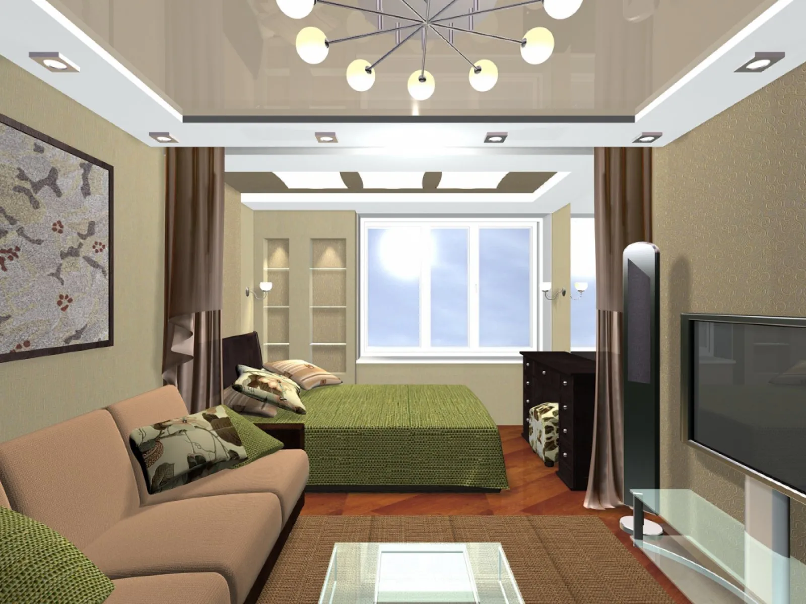 Вариации дизайна комнаты спальня-гостиная 20 кв м