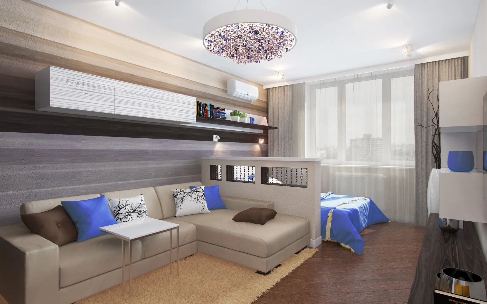 Спальня гостиная в одной комнате: 41 лучший дизайн