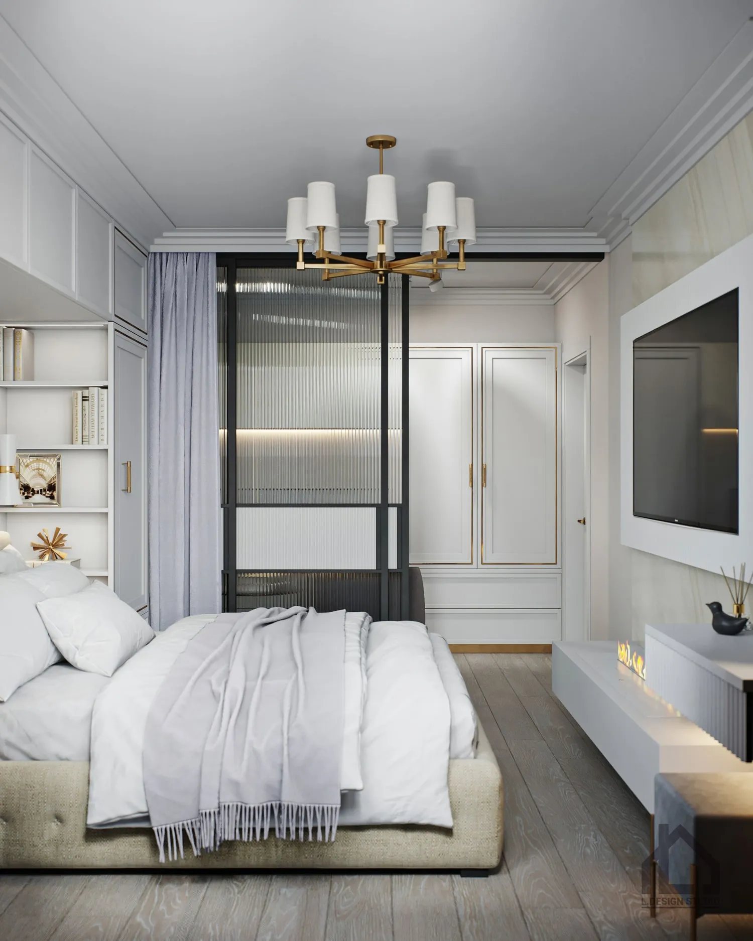 Дизайн спальни в светлых тонах современный стиль 12 кв.м узкая комната