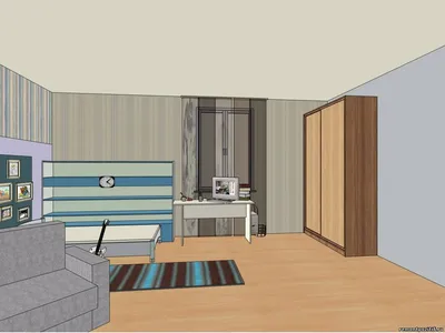 Дизайн - проект комнаты в общежитии для молодых людей