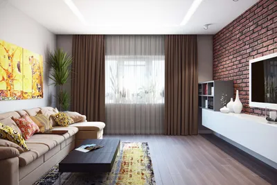 Дизайн гостиной с кирпичной стеной. | Стили гостиной, Гостиные лофт, Дизайн  гостиной