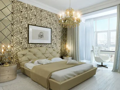 Дизайн спальни с обоями фото » Картинки и фотографии дизайна квартир,  домов, коттеджей