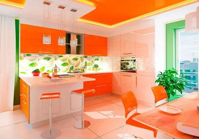 Оранжевая кухня в интерьере - 64 фото