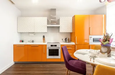 Оранжевая кухня в интерьере сочетание цветов - 36 фото