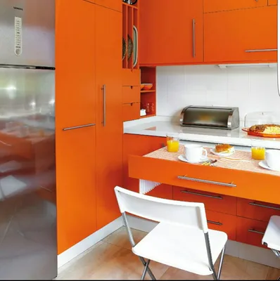 Кухня в оранжевом цвете - 31 фото