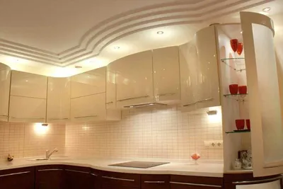 Дизайн потолка на кухне: 75 фото, материалы, цвет, стили