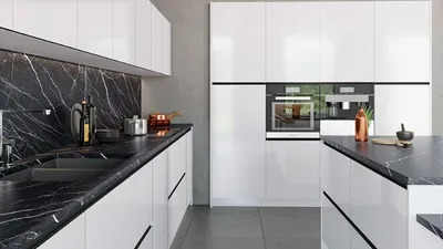 Дизайны черно-белых кухонь: советы по оформлению, 25 фото интерьеров