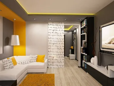 Интересный дизайн комнаты однокомнатной квартиры - 69 фото