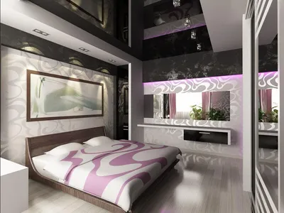 Как выбрать дизайн и цвет натяжных потолков для спальни молодожен?