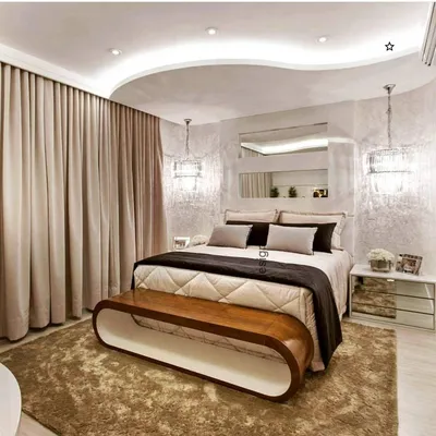 Дизайн потолка в спальне (60 фото)