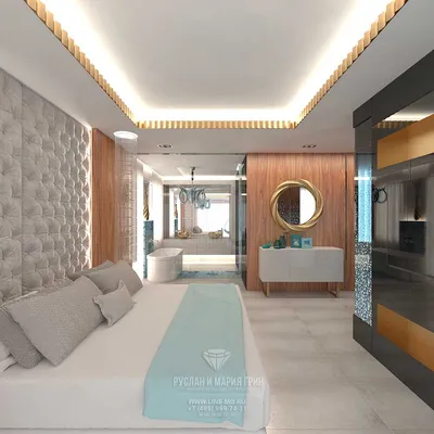 Дизайн спальни в современном стиле с кабинетом | Фото 2016