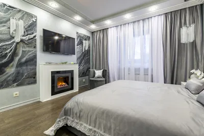 Фото из статьи: Дизайн спальни площадью 15 кв. м для молодой семьи в современном  стиле. «Лёд и пламя»