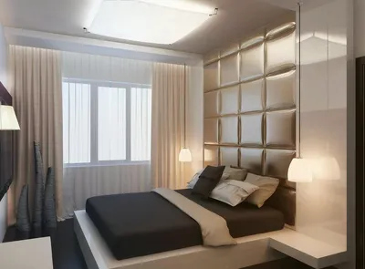 Дизайн спальни 16 кв.м в современном стиле с гардеробной, квадратная и  прямоугольная спальня