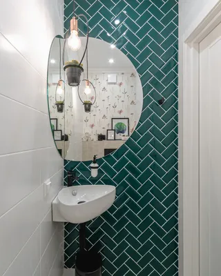 Туалеты с зеленой плиткой – 135 лучших фото-идей дизайна интерьера туалета  | Houzz Россия
