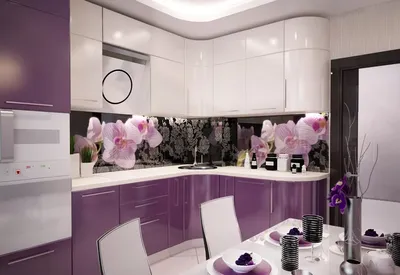 Дизайн кухни в фиолетовых тонах - 68 фото