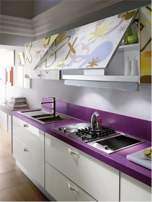 Фиолетовая кухня: 120 фото, обои, кухонный гарнитур, плитка