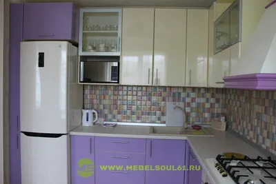 Угловая кухня из пластика фиолетовая | Мебель на заказ в Ростове-на-Дону