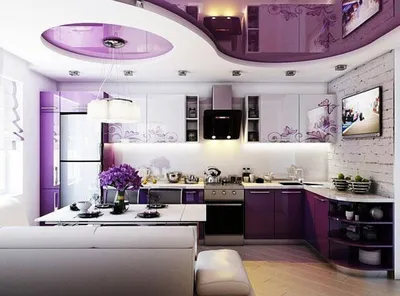 Красивые маленькие кухни с фиолетовыми фасадами – 135 лучших фото дизайна  интерьера кухни | Houzz Россия