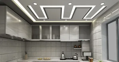 Дизайн потолка кухни из гипсокартона [72 фото]