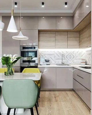 Дизайн кухни под потолок - 68 фото