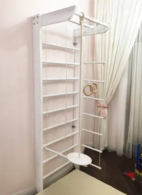 Шведская стенка детская 220 (белый цвет) с качелей \"Кружок\" в комнату