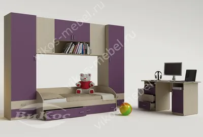 Современная стильная модульная стенка с кроваткой и столом для детской  комнаты