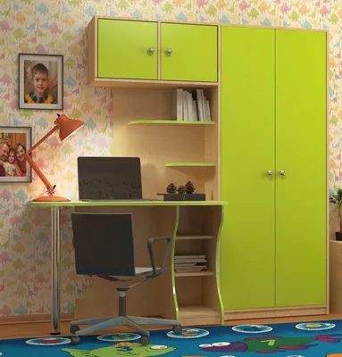 Стенка в детскую комнату со столом - 56 фото