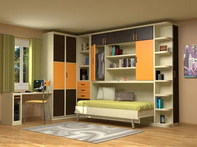 Детская стенка: со столом, шкафом, кроватью и другими вариантами, фото  интерьера