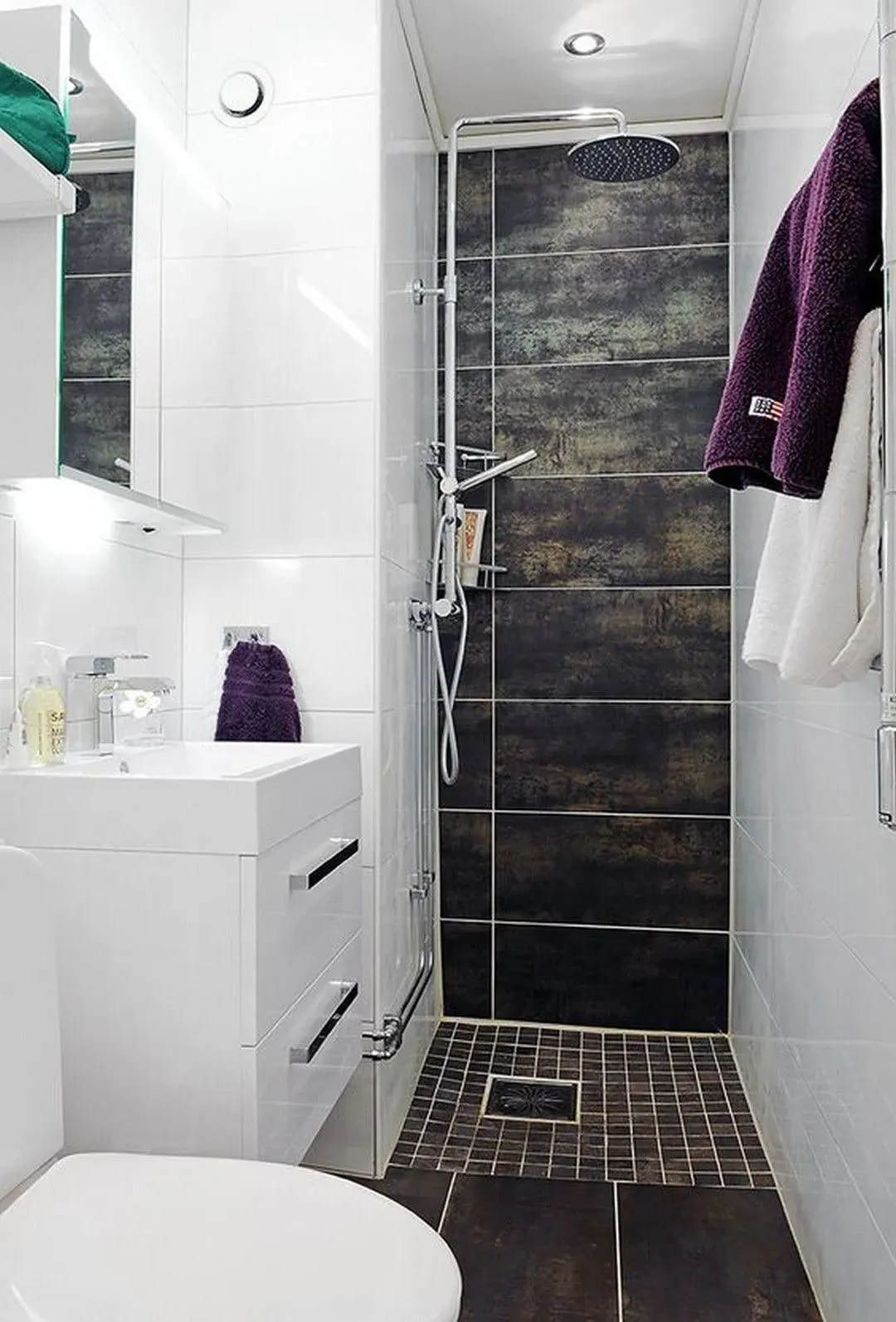 Дизайн узких ванных комнат (58 фото)