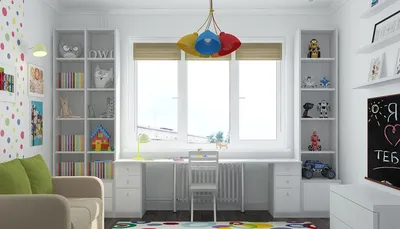 Детская со столом у окна: особенности зонирования, разные варианты  установки мебели - 24 фото